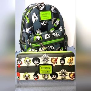 Loungefly Beetlejuice Chibi Backpack and Matching Wallet